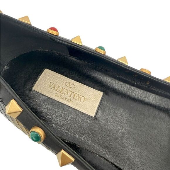 VALENTINO Garavani Rockstud Snakeskin Ballet Flats Size IT37.5 - Picture 7 of 11